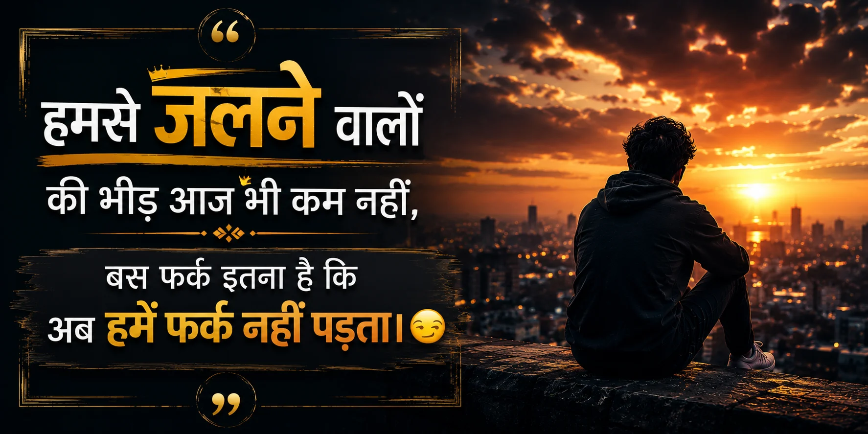 हमसे जलने वालों की भीड़ आज भी कम नहीं, बस फर्क इतना है कि अब हमें फर्क नहीं पड़ता। 😏