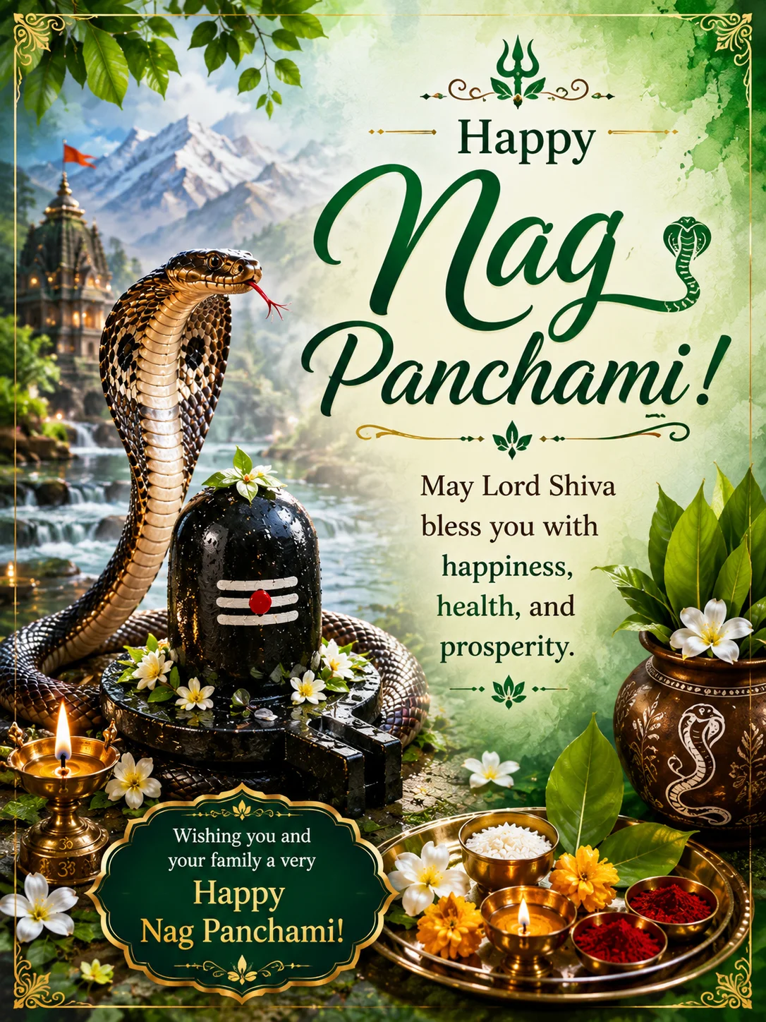 🌿 Happy Nag Panchami! May Lord Shiva bless you with happiness, health, and prosperity.