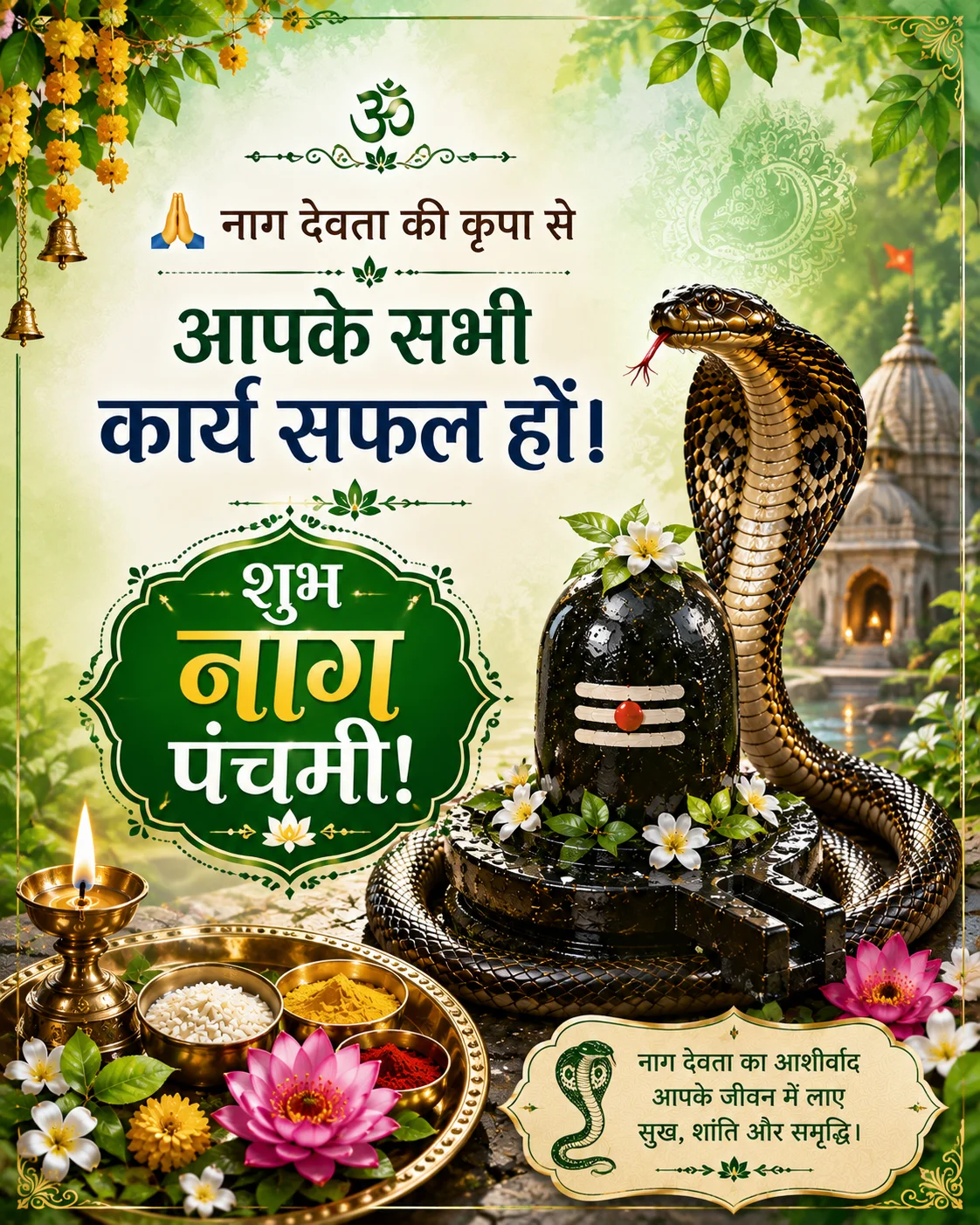 🙏 नाग देवता की कृपा से आपके सभी कार्य सफल हों। शुभ नाग पंचमी!
