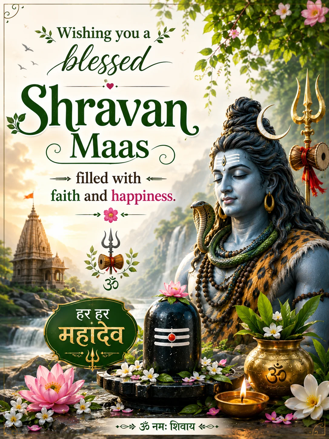 🌸 Wishing you a blessed Shravan Maas filled with faith and happiness.
