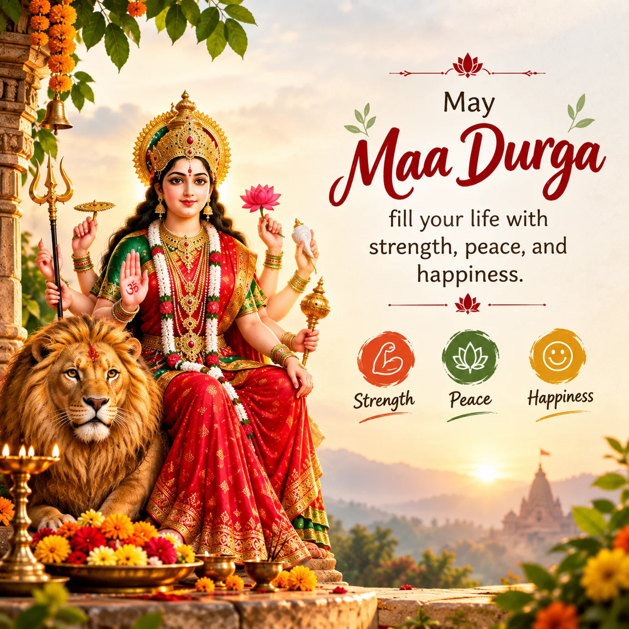 May Maa Durga fill your life with strength, peace, and happiness.