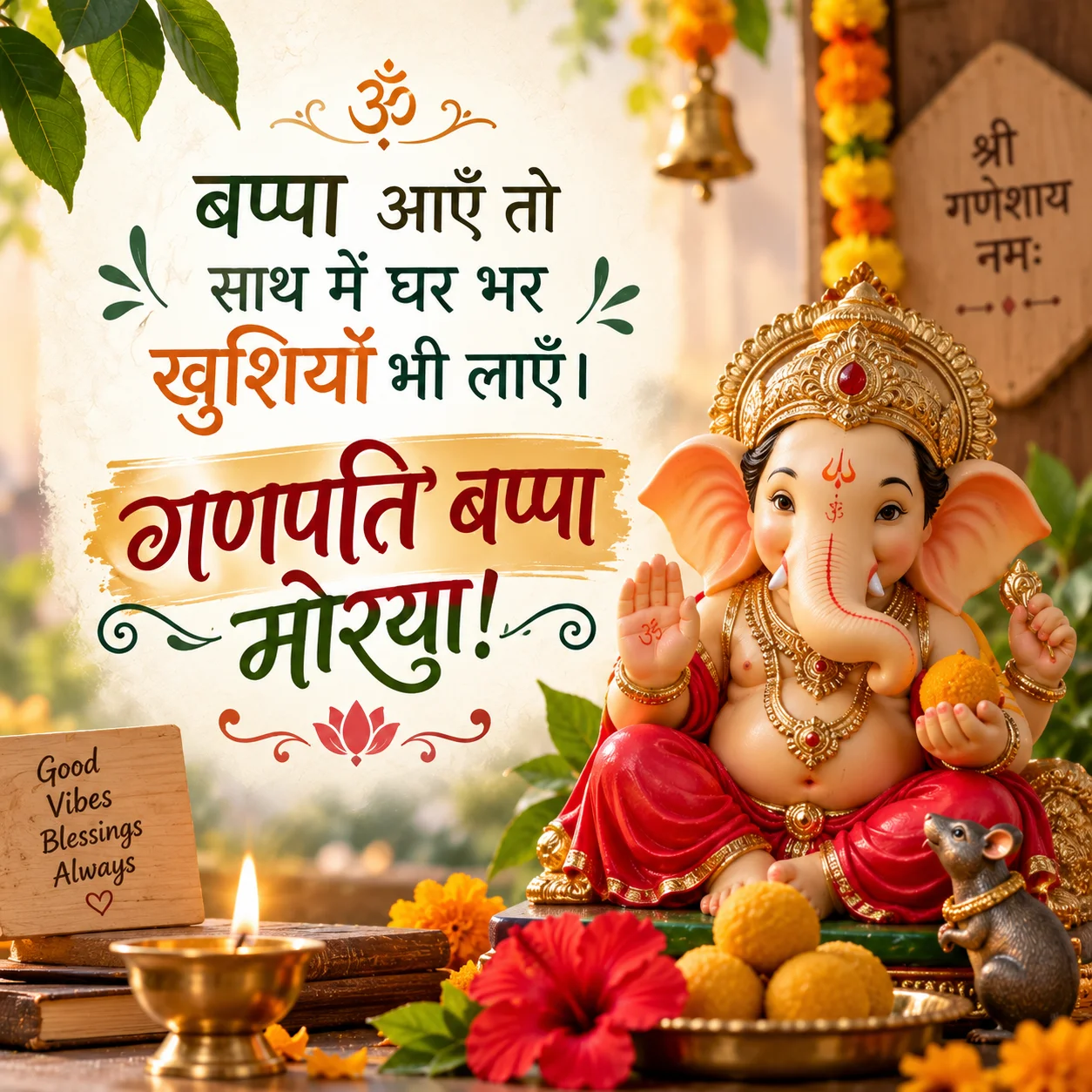 🪷 बप्पा आएँ तो साथ में घर भर खुशियाँ भी लाएँ। गणपति बप्पा मोरया! 🙏