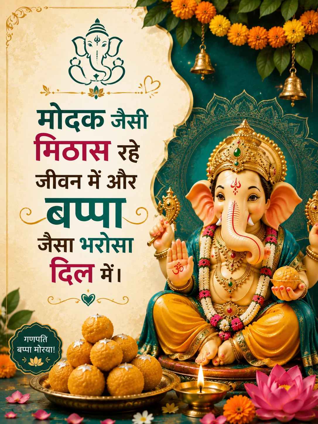 🐘 मोदक जैसी मिठास रहे जीवन में और बप्पा जैसा भरोसा दिल में।