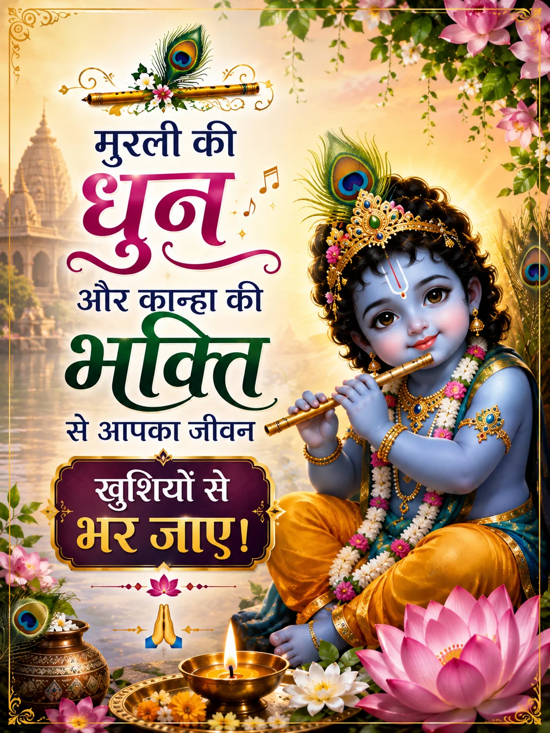 🪷 मुरली की धुन और कान्हा की भक्ति से आपका जीवन खुशियों से भर जाए।🙏
