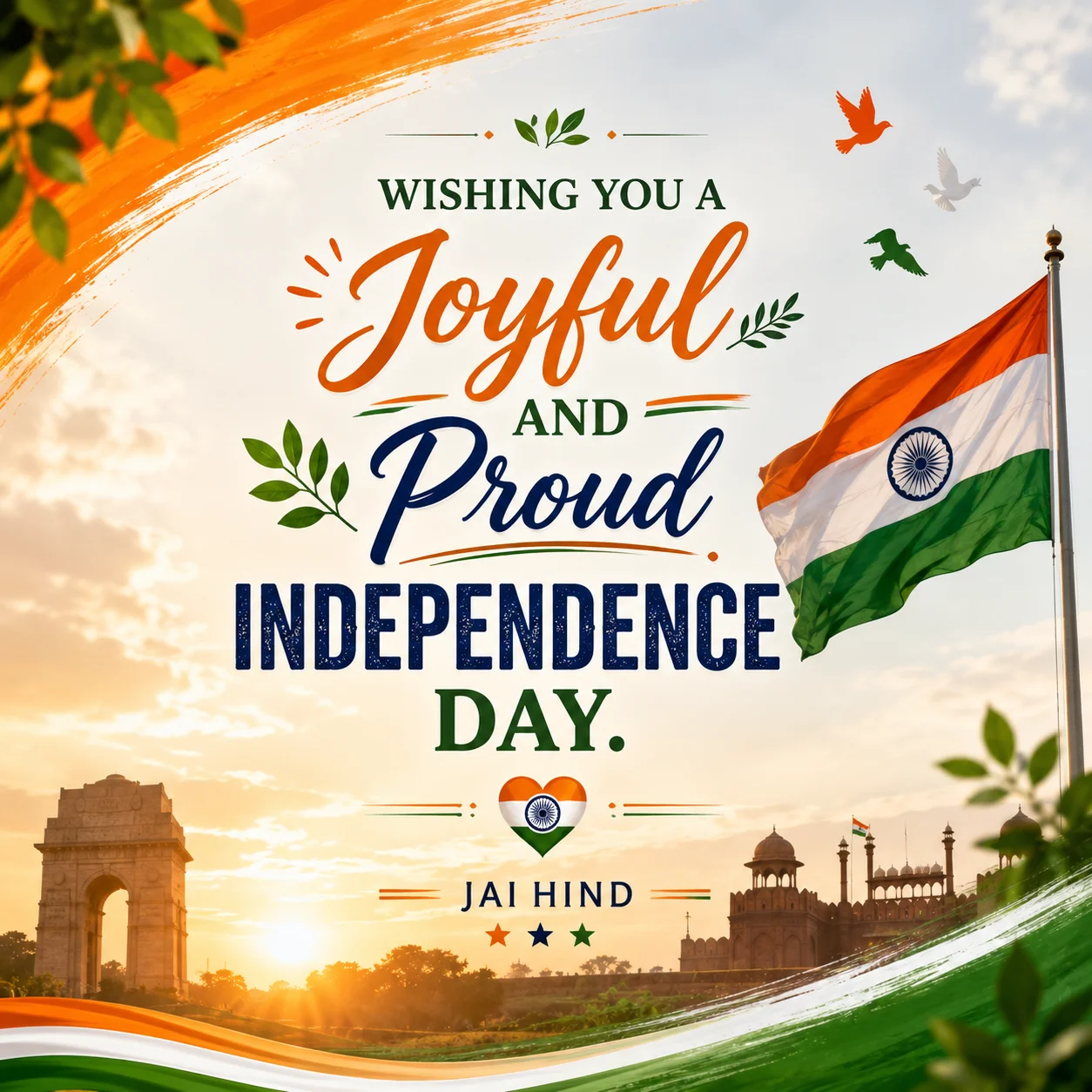 🌿 Wishing you a joyful and proud Independence Day. 🇮🇳