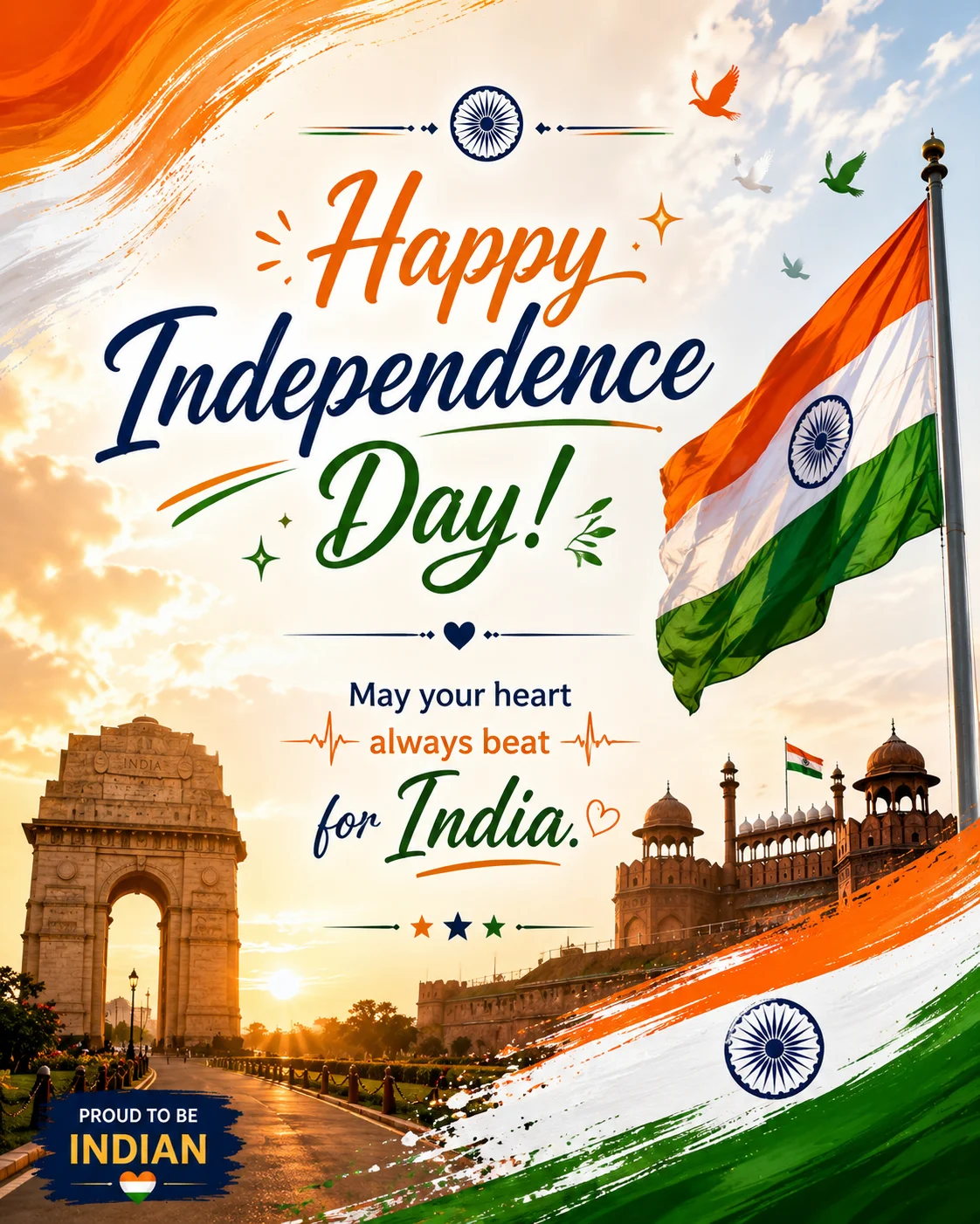 ✨ Happy Independence Day! May your heart always beat for India.