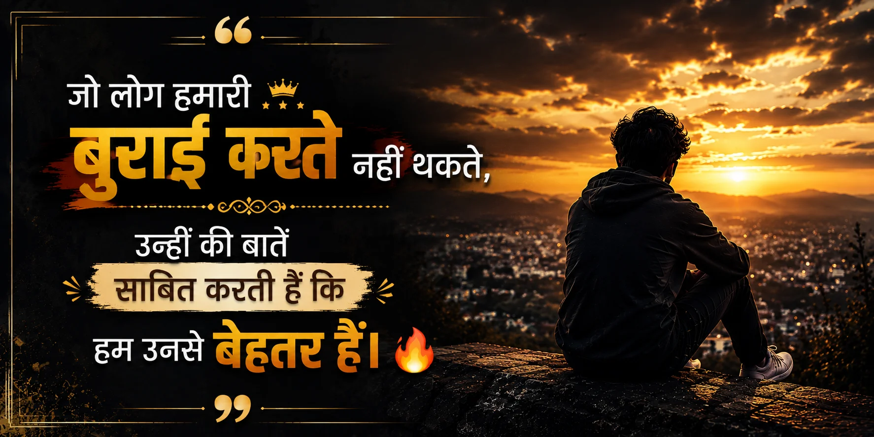जो लोग हमारी बुराई करते नहीं थकते, उन्हीं की बातें साबित करती हैं कि हम उनसे बेहतर हैं। 🔥