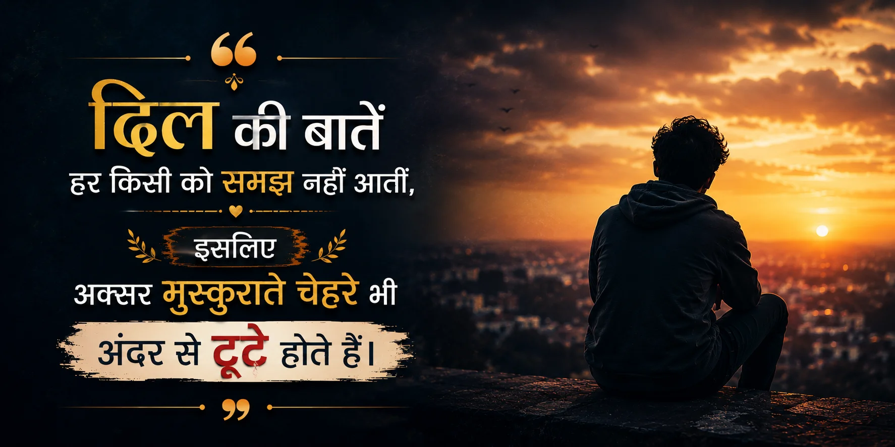 दिल की बातें हर किसी को समझ नहीं आतीं, इसलिए अक्सर मुस्कुराते चेहरे भी अंदर से टूटे होते हैं।