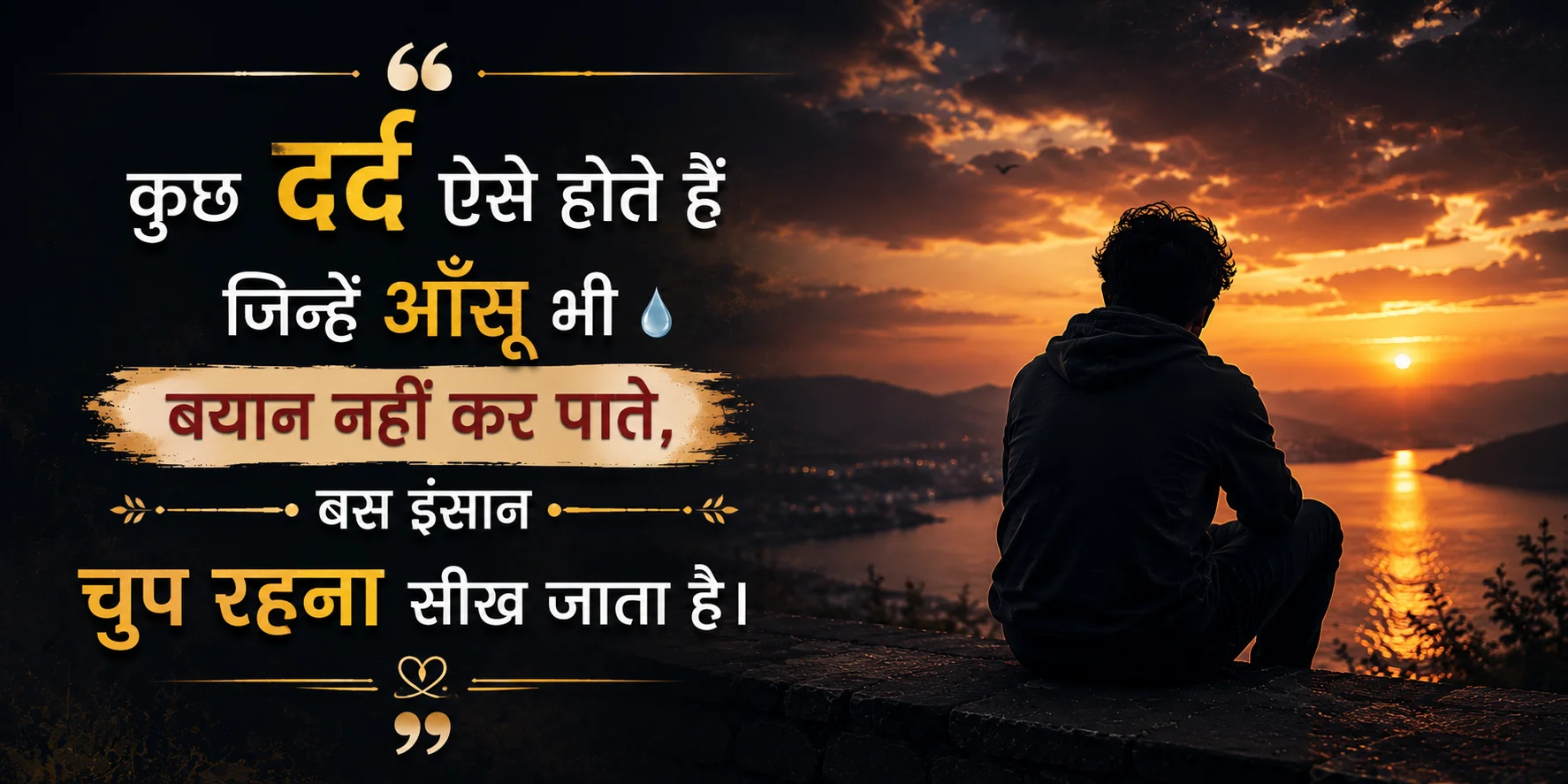 कुछ दर्द ऐसे होते हैं जिन्हें आँसू भी बयां नहीं कर पाते, बस इंसान चुप रहना सीख जाता है।