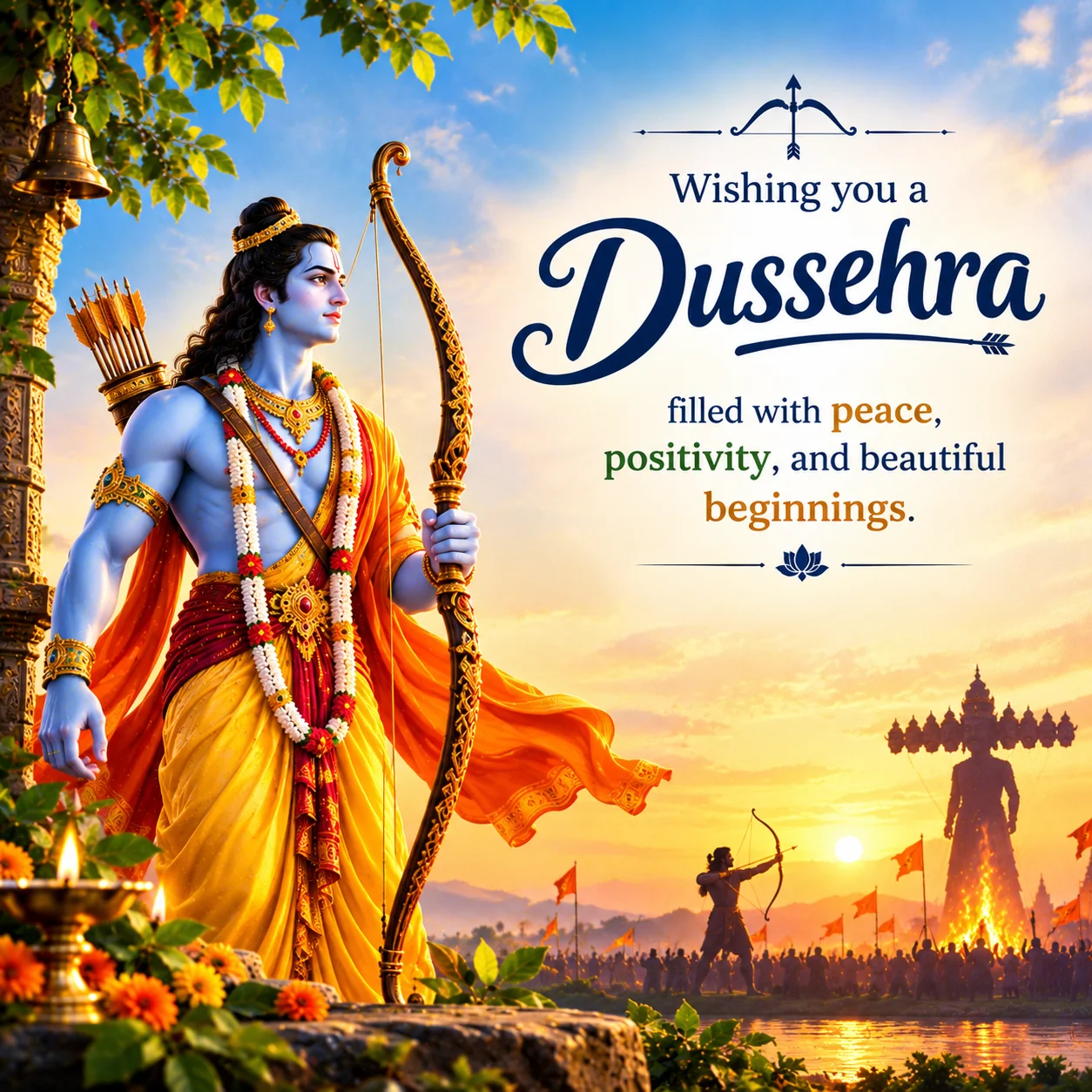 Wishing you a Dussehra filled with peace, positivity, and beautiful beginnings.